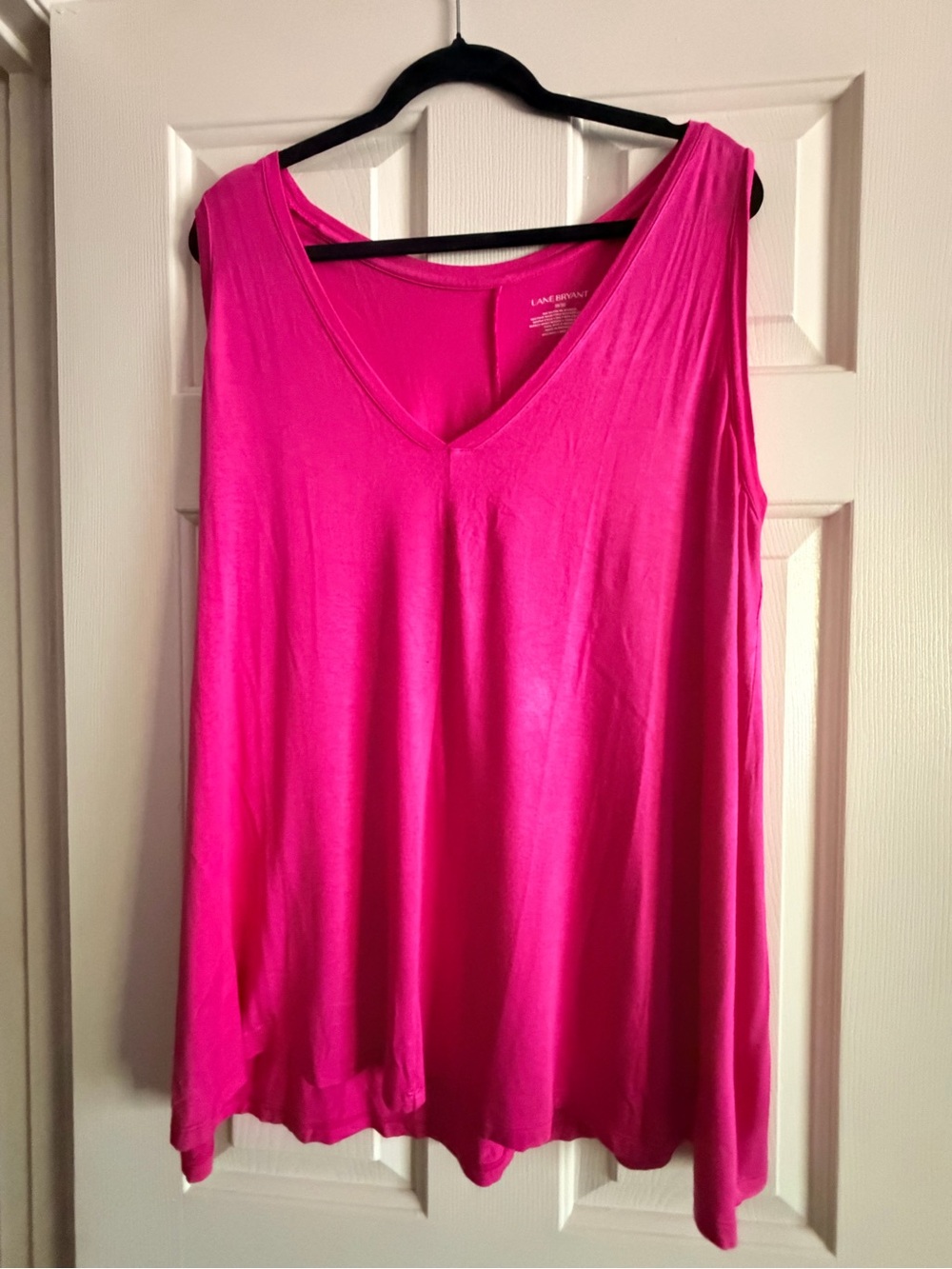 Lane Bryant Bright Pink V-Neck Sleeveless Swing Tank